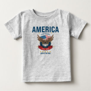 Camiseta Para Bebê Águia Patriótica Vermelha Branca e Azul América 25
