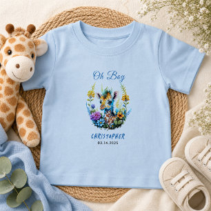 Camiseta Para Bebê Ah, Menino! Chuvinha de Bebê Girafa Bebê