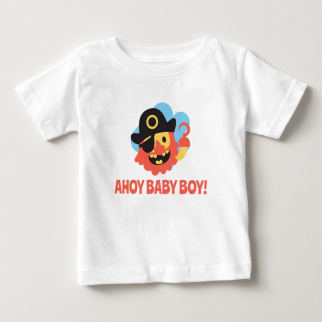 Camiseta Para Bebê Ahoy Baby Boy (Frente)