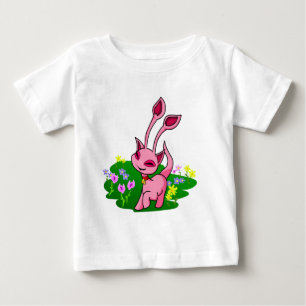 Camiseta Para Bebê Aisha cor-de-rosa Prancing através das flores