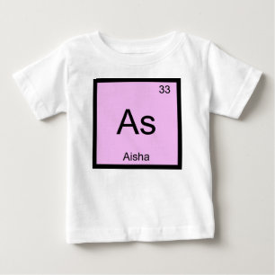 Camiseta Para Bebê Aisha Nome Química Elemento Tabela Periódica
