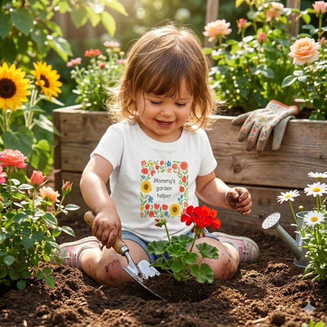 Camiseta Para Bebê Ajudante de Jardim da Mamãe Bonita Floral  (Making  happy memories in the garden.  This toddler tee is a adorable)