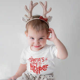 Camiseta Para Bebê Ajudante do Papai Noel Coração Vermelho Motivos de