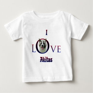 Camiseta Para Bebê Akita I Love