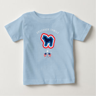 Camiseta Para Bebê Akita Patriótico Vermelho Branco e Azul 4 de Julho