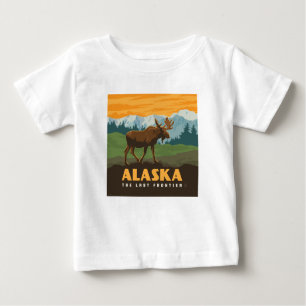 Camiseta Para Bebê Alasca   Moose Fronteira