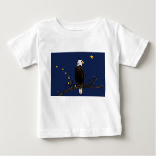 Camiseta Para Bebê Alaska Eagle E Flag