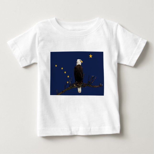 Camiseta Para Bebê Alaska Eagle E Flag (Frente)
