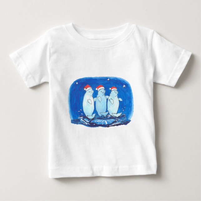 Camiseta Para Bebê Alaska Whimsical Christmas Willife (Frente)