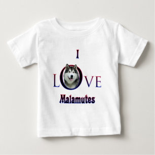 Camiseta Para Bebê Alaskan Malamute I Love
