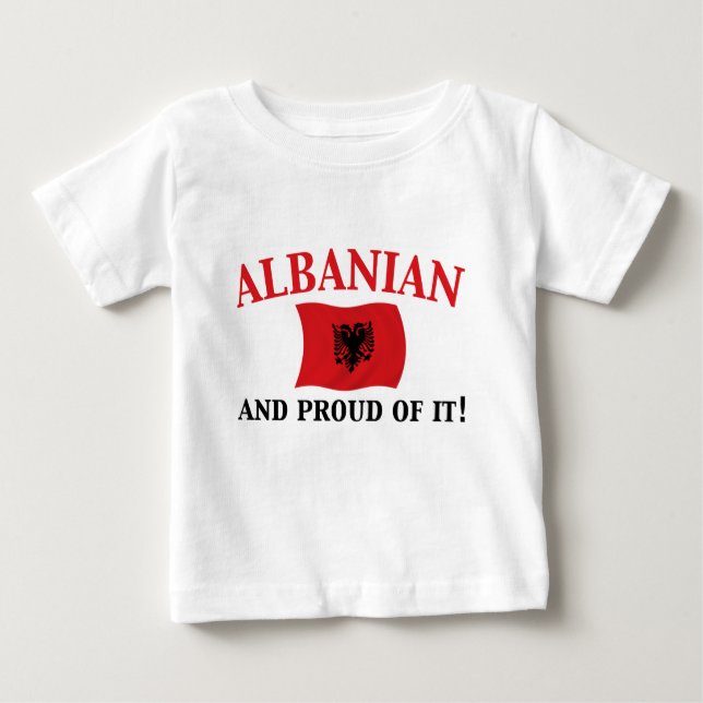 Camiseta Para Bebê Albanês orgulhoso (Frente)