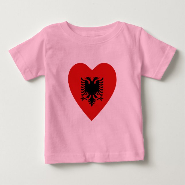 Camiseta Para Bebê Albânia Flag Heart Shirt (Frente)
