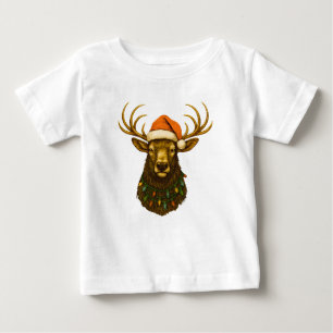 Camiseta Para Bebê Alce das Montanhas Rochosas com Chapéu de Papai No