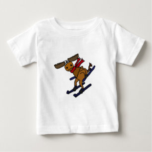 Camiseta Para Bebê Alces engraçados do esqui