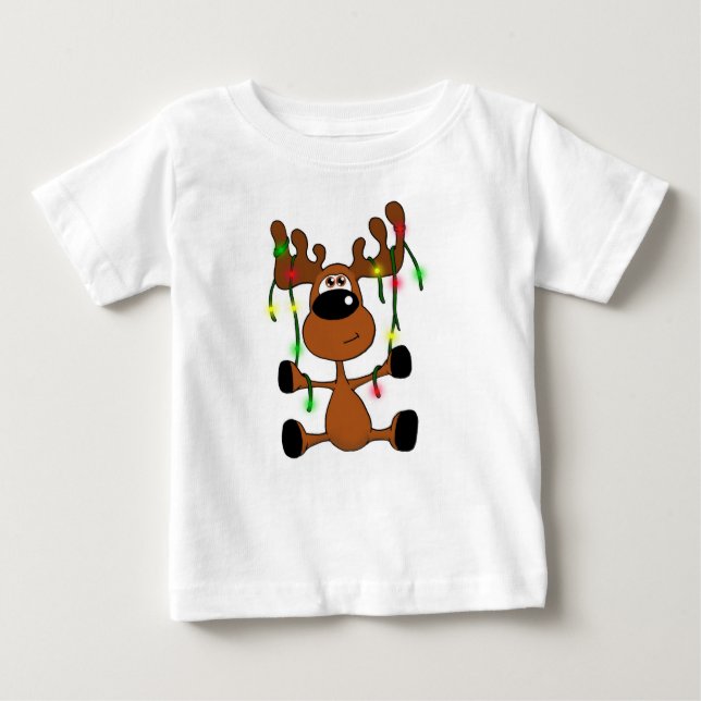 Camiseta Para Bebê Alces torcidos do Natal (Frente)