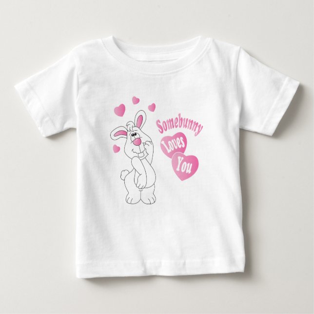 Camiseta Para Bebê Alcobinos Te Ama Coelhinho Da Páscoa (Frente)