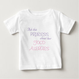 Camiseta Para Bebê Alergias Comidas da Princesa