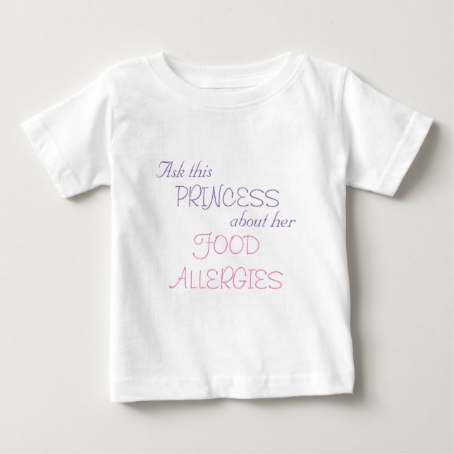 Camiseta Para Bebê Alergias Comidas da Princesa (Frente)