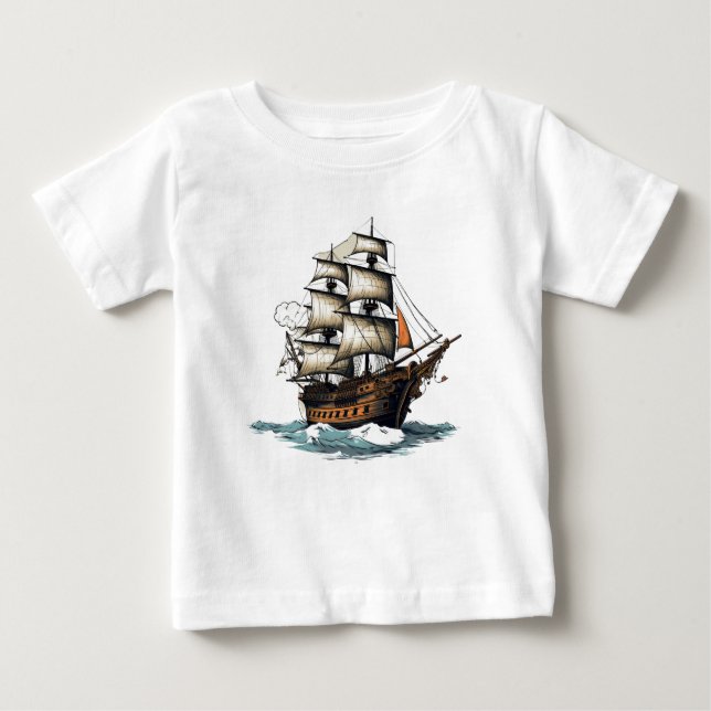 Camiseta Para Bebê Alerta! 8º Aniversário do Navio Pirata (Frente)