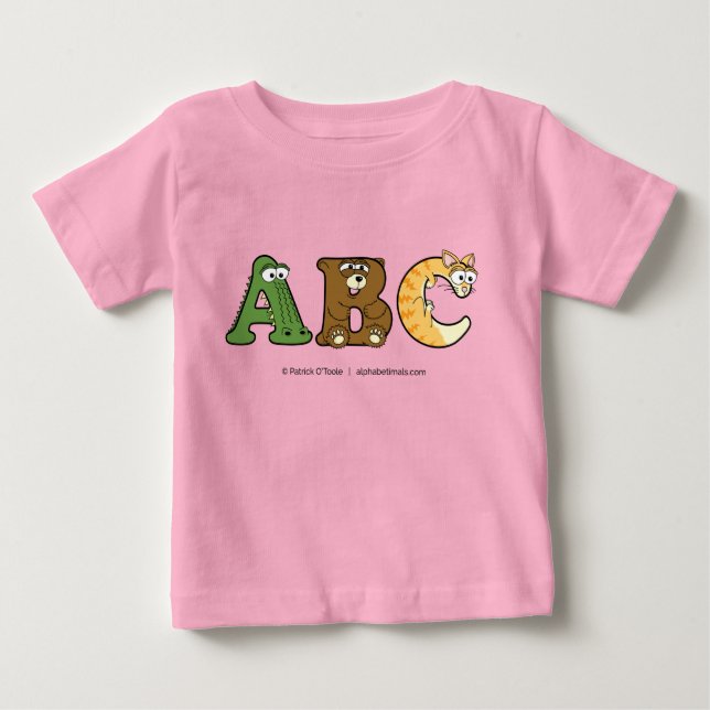 Camiseta Para Bebê Alfabetimals Personalizado Baby Girl T Shirt (Frente)