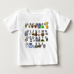 Camiseta Para Bebê Alfabeto animal