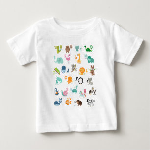 Camiseta Para Bebê Alfabeto Animal