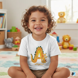 Camiseta Para Bebê Alfabeto Animal A De Aligátor