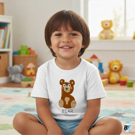 Camiseta Para Bebê Alfabeto Animal B Para Urso