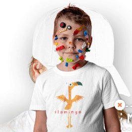 Camiseta Para Bebê Alfabeto Animal F Para Flamingo