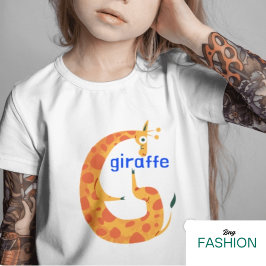 Camiseta Para Bebê Alfabeto Animal G Para Girafa