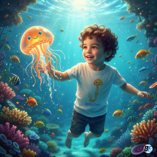 Camiseta Para Bebê Alfabeto Animal J de Jellyfish (Água-viva)