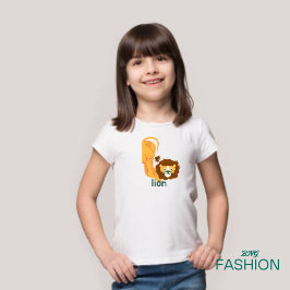 Camiseta Para Bebê Alfabeto Animal L Para Leão