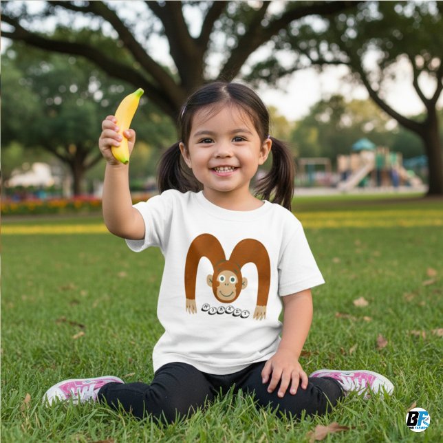 Camiseta Para Bebê Alfabeto Animal M Para Macaco (Criador carregado)