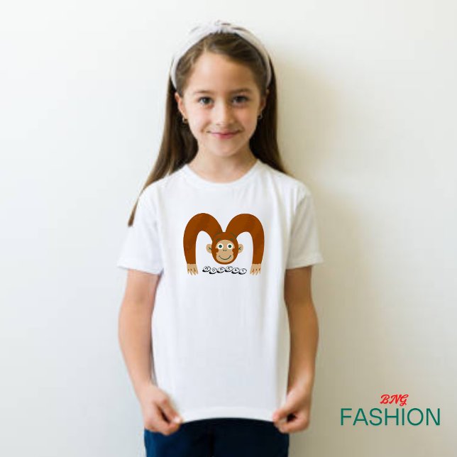 Camiseta Para Bebê Alfabeto Animal M Para Macaco (Criador carregado)