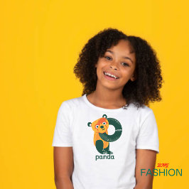 Camiseta Para Bebê Alfabeto Animal P Para Panda