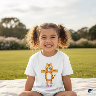 Camiseta Para Bebê Alfabeto Animal T De Tigre