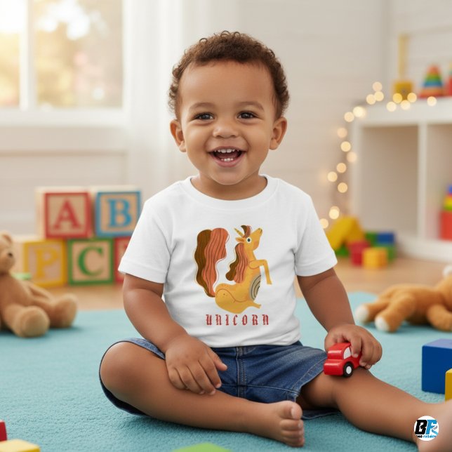 Camiseta Para Bebê Alfabeto Animal U Para Unicórnio (Criador carregado)