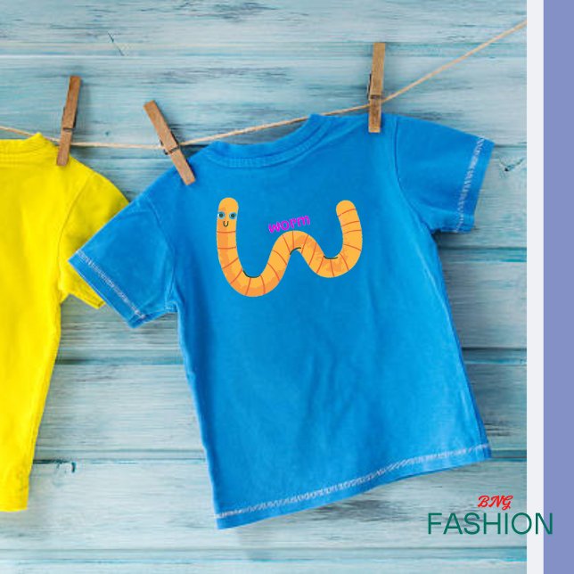 Camiseta Para Bebê Alfabeto Animal W Para Verme (Criador carregado)