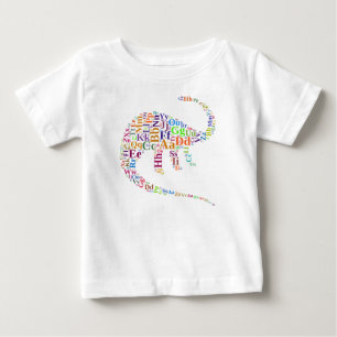 Camiseta Para Bebê alfabeto Dino