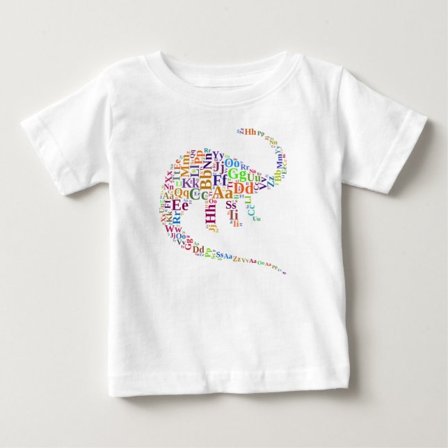 Camiseta Para Bebê alfabeto Dino (Frente)