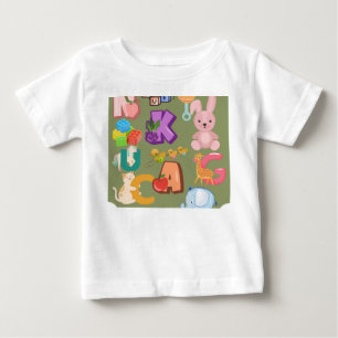 Camiseta Para Bebê Alfabeto e brinquedos