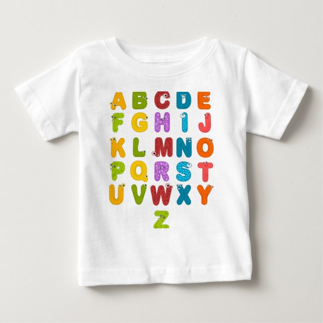 Camiseta Para Bebê alfabeto Letras Animal Zoológico Infantil Berçário (Frente)