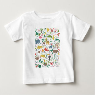 Camiseta Para Bebê Alfabeto tropical para crianças