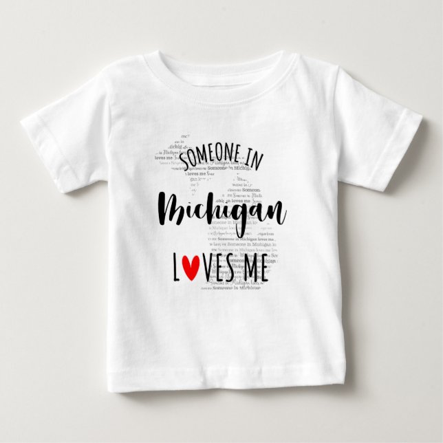 Camiseta Para Bebê Alguém Em Michigan Me Ama Map Baby T shirt (Frente)