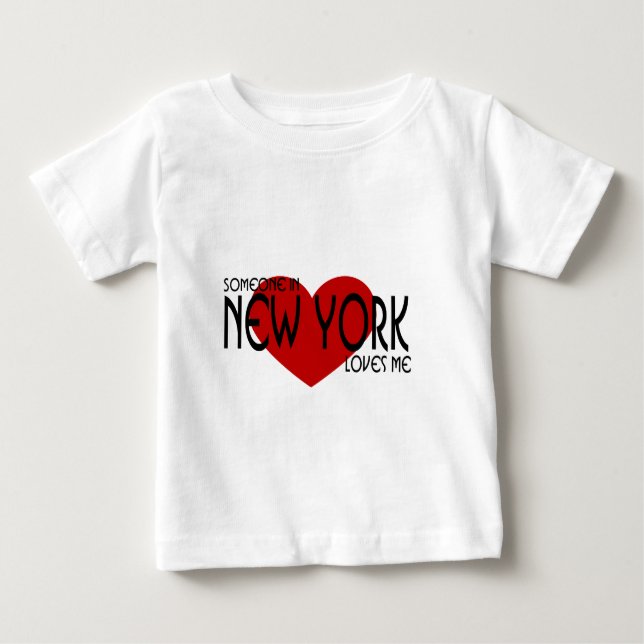 Camiseta Para Bebê Alguém em New York ama-me (Frente)