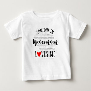 Camiseta Para Bebê Alguém Em Wisconsin Me Ama Map Baby T shirt