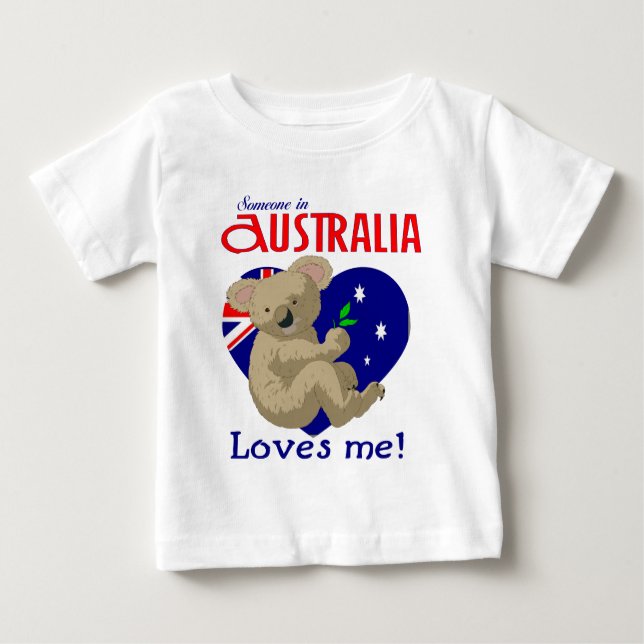 Camiseta Para Bebê Alguém na Austrália me ama Koala (Frente)