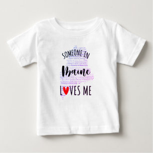 Camiseta Para Bebê Alguém No Maine Me Ama Map Baby T shirt