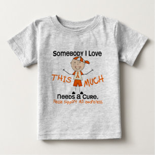 Camiseta Para Bebê Alguém que Amo - esclerose múltipla (Menino)