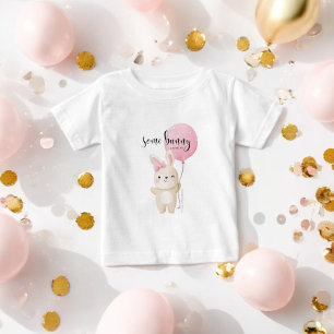 Camiseta Para Bebê Algum Coelhinho Balão Rosa IRMÃ MAIS VELHA